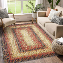 Boho Braided Area Rug Red 4 ft x 6 ft