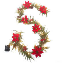 Kunstmatige kerstslinger met groen, 2 meter