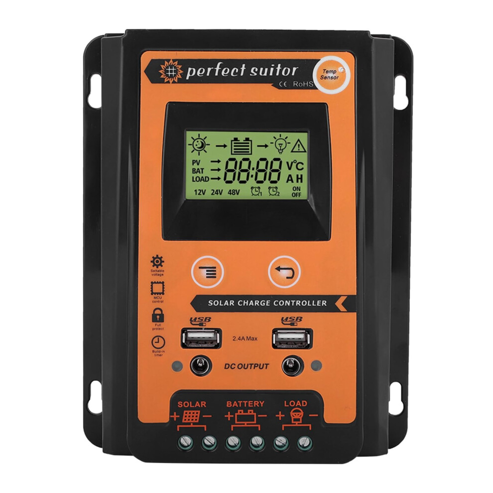 30A Solar Charge Controller With Dual Usb And Lcd Display, Solar Battery Regulator For Car Rv Boat 9330225811152