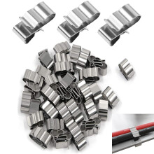 100PCS Stainless Steel Wire Clips 22.5mm Double Wire Clamps for PV Wiring Solar Panel Trailer Boat