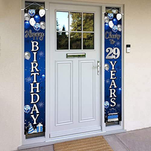60th Birthday Decoration Blue Silver Balloon Banner 2