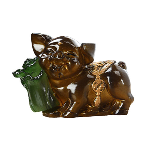 Lucky Pig Tea Pet Resin Statue Farveskiftende 1