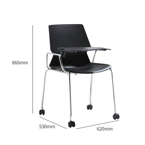 Folding Training Chair with Writing Board, SpaceSaving Office Study Chair, PP Plastic Orange Armless 2