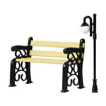 1/12 Accessori nel Miniatura per Casa Delle Bambole  Park Chair Street Lamp Set Giocattoli di Simulazione Modello