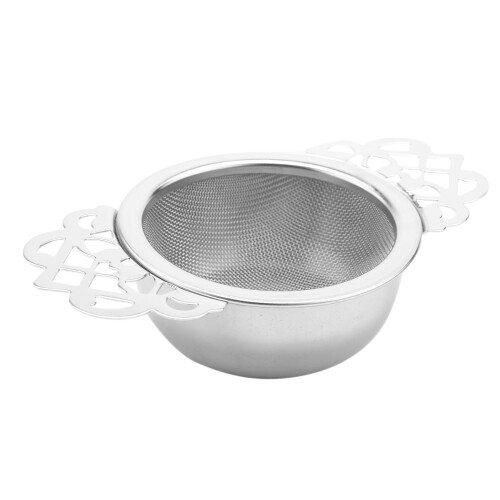 Tea Strainers with Drip Bowls (4-Pack); Elegant Stainless Steel Loose Leaf Tea Strainers 1