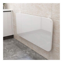 Wall Mounted Folding Table White Wood Fold Down Desk Heavy Duty Space Saving Design for Kitchen Living Room 80x50cm