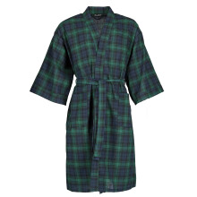 Leisureland Men's Plaid Kimono Broadcloth Dressing Gown