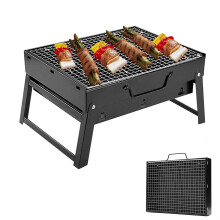 Portable Folding Charcoal BBQ Grill for Camping and Picnic, Compact Square Barbecue Grill Rack for Outdoor Cooking