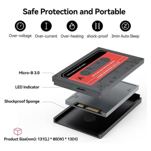 5X Gabinete SSD, Gabinete de Disco Rígido de 2,5 Polegadas Adaptador  para USB3.0 Conversor Externo Estojo SSD para Laptop   PC 2