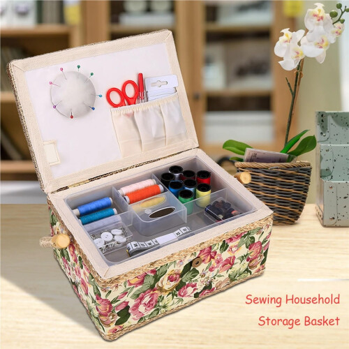 Floral Multi Layer Sewing Storage Box with Secure Lock and Compartments for Adults Style A 1