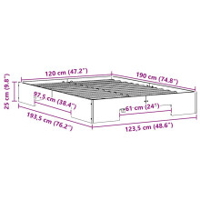 vidaXL Bed Frame White 120 x 190 cm