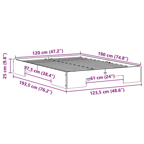 vidaXL Bed Frame White 120 x 190 cm