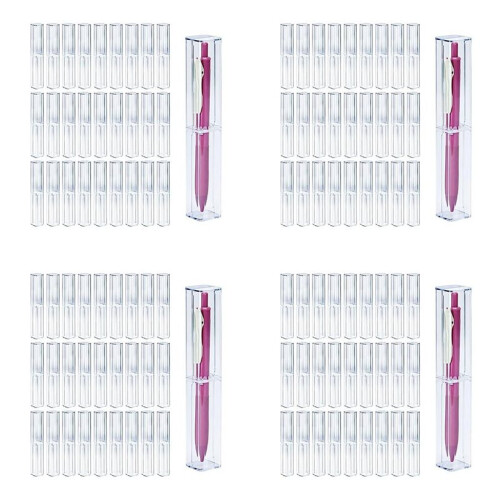 100Pcs Clear Acrylic Pencil Case, Reusable Pen Gift Box Empty Plastic Pen Storage Container Pencil Packaging Box Set