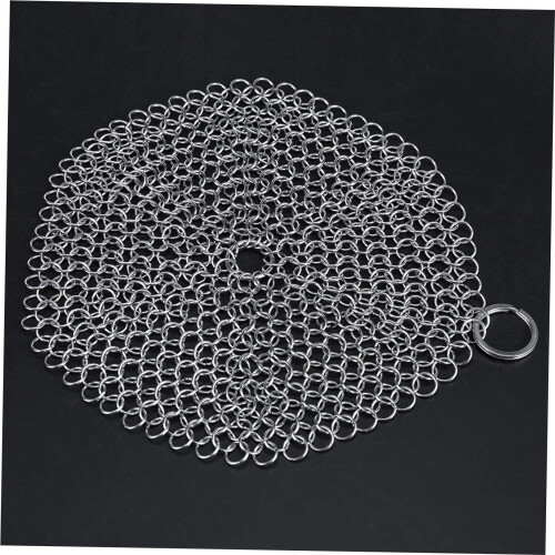 RustProof Cast Iron Scrubber Stainless Steel Chainmail Cleaner for Pans Pots Cookware 1