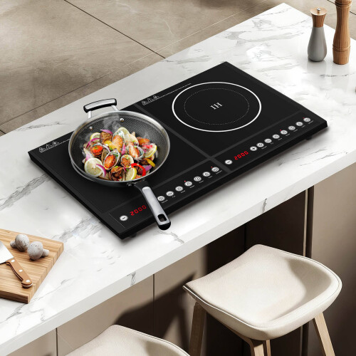Black Double Induction Burner Electric Cooktop for Home Kitchen 2