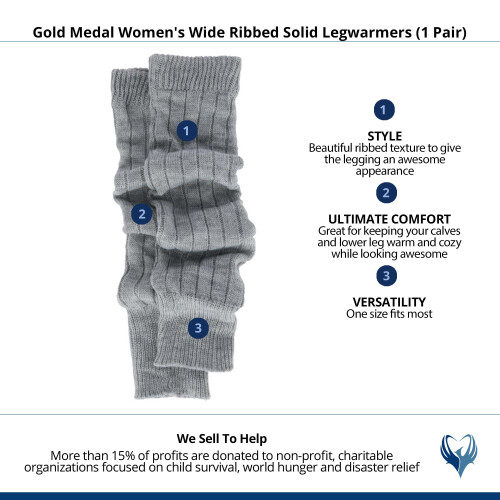 Gold Medal Women's Wide Ribbed Solid Legwarmers (1 Pair) 2