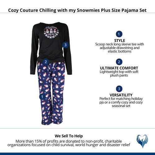 Cozy Couture Women's Chilling with my Snowmies Plus Size Pyjama Set 1