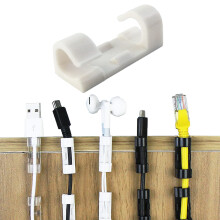 Self Adhesive Cable Organizer Clips 100pcs White Tangle Wire Management for Desk and Wall