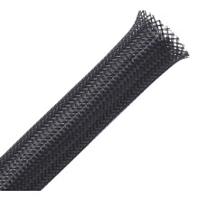 100ft 1/4 inch PET Braided Cable Sleeve Black – Flexible Wire Loom for Cable Management and Clutter Organizer