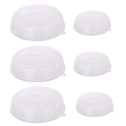 6 Pack Microwave Covers, Plastic Microwave Covers, Microwave Plate Covers for Food with Valve, 2 Sizes, Clear