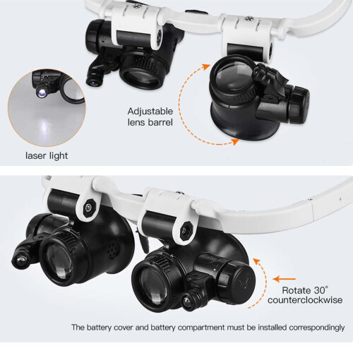 Head Magnifier with LED Light, Hands Headband Design for Close Work, Adjustable Lenses for Electronics 2