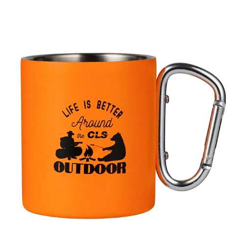 Leichter Metall-Kaffeebecher für Outdoor-Camping,-Orange