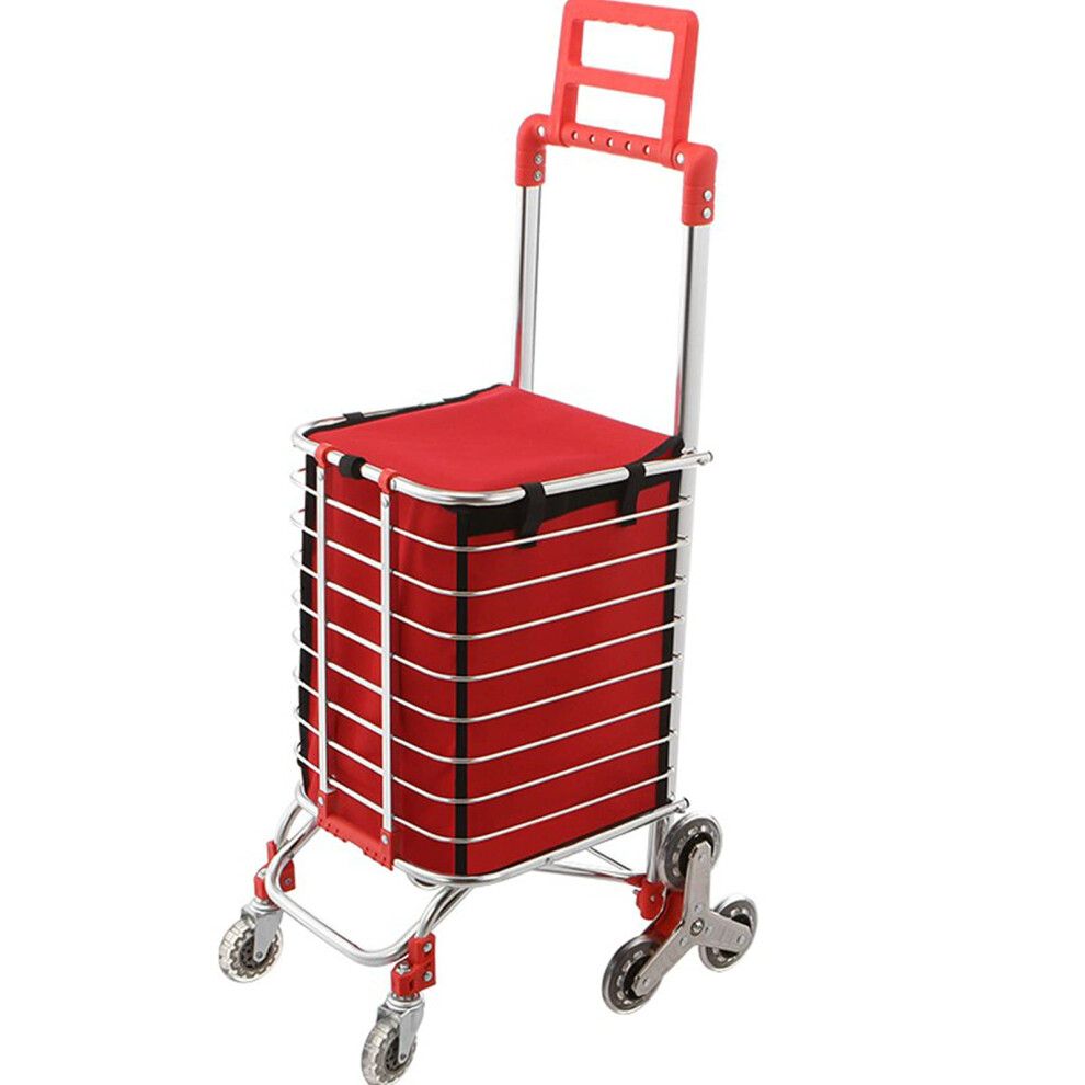 Folding Shopping Cart with StairClimbing Wheels, Lightweight Aluminum Trolley for Elderly and Grocery Use