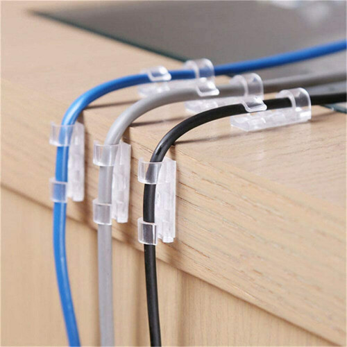 Self Adhesive Cable Clips 60pcs White, Strong Adhesive Hold Cord Organizer for Home and Office 2