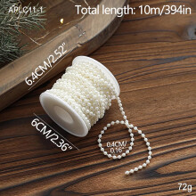 Slinger van witte parelkralen, 4 mm, 44 meter