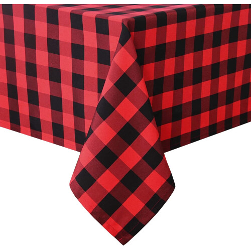 Red and Black Checkered Cotton Tablecloth