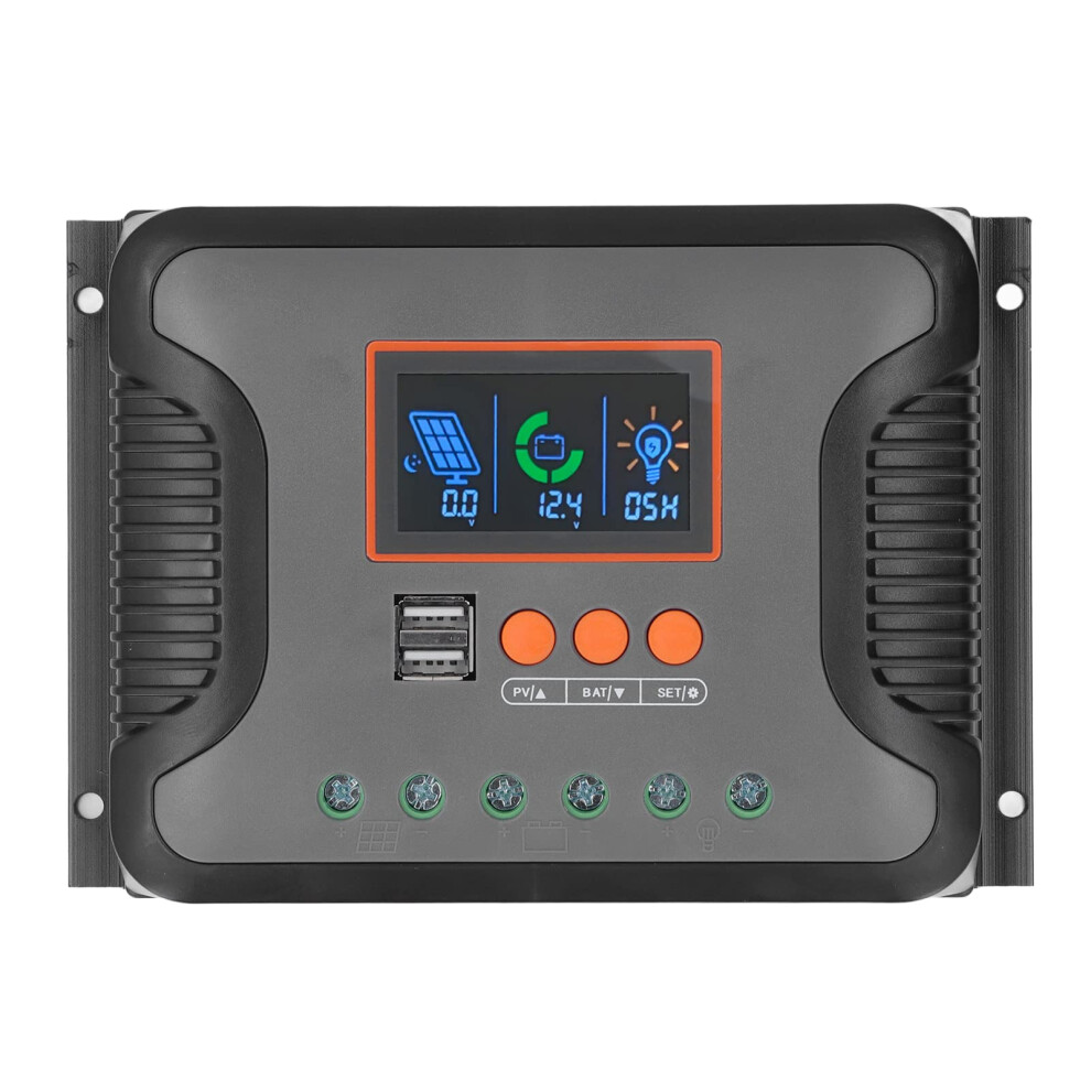 60A Pwm Solar Charge Controller With Lcd And Dual Usb, Intelligent Battery Regulator For Rv Boat Off Grid 9310869816553