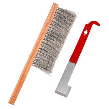 Bee Hive Tool Set with Wood Handle Brush and J Hook, Gentle Bee Cleaning, Durable Iron Scraper Kit
