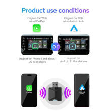 Boîtier CarPlay et Android Auto Sans Fil pour Voiture 2 en 1, Adaptateur Filaire Vers Dongle Sans Fil, Plug & ,  Boîtier AI, CarPlay et