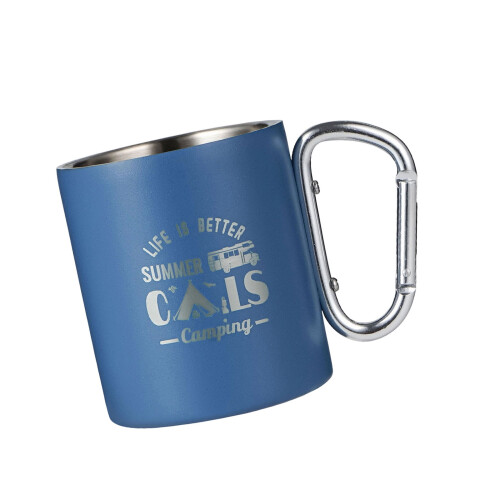 Light Weight Camping Cup Travel Mug With Handle Portable-Blue