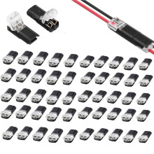100 Conectores Enchufables de Doble Cable para Tiras de Luz LED, Conectores de Cable Sin Soldadura de 2 Pines con Hebilla de Bloqueo.