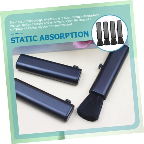 4pcs Retractable Keyboard Cleaning Brush Set for Computer and Electronics Dust Removal Black 1