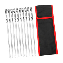 10pcs Reusable BBQ Skewers Stainless Steel Grill Forks Heat Resistant for Outdoor Cooking
