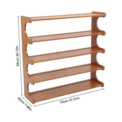 1Set Tall Bamboo Shoe Rack Brown Rustic Multi-Layer Boot Organizer 1