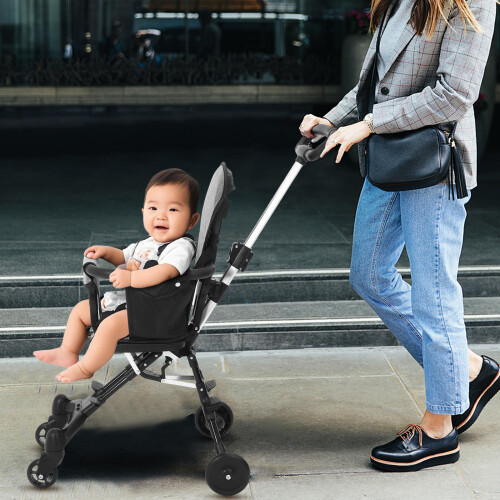 1Set Airplane- Stroller Black Lightweight Foldable Design 2