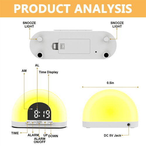Adjustable Sunrise Alarm Clock with Night Light 2