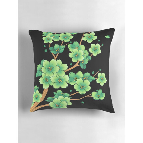 AIVO Falling Clover-Green Sakura Cherry Blossom Throw Μαξιλαροθήκες Θήκες Μαξιλαροθήκης Καναπέ Διπλής 2