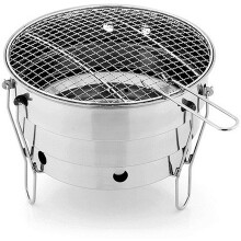 Portable Charcoal Grill Stainless Steel Folding BBQ Smoker with Carry Bag for Camping and Picnic