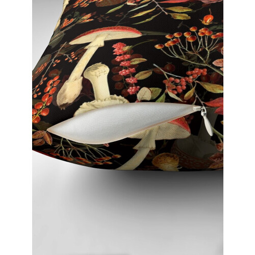 Capa de almofada decorativa com cogumelos vermelhos para o Dia de Ação de Graças, 45 x 45 cm (18 x 18 polegadas) 1