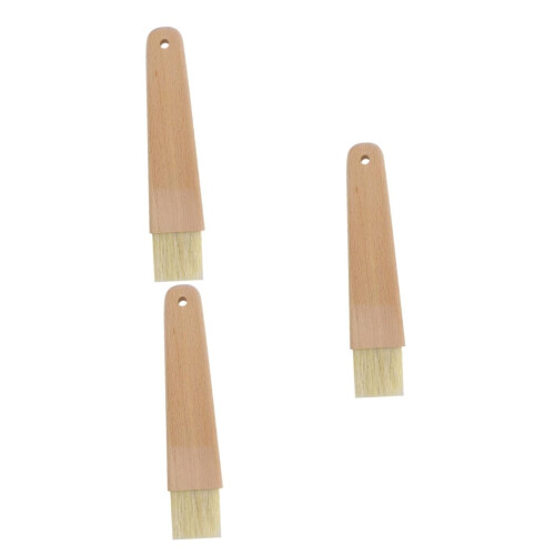 Barbecue Basting Brush Set 3pcs Boar Bristle BBQ Pastry Brushes with Wood Handle for Even Sauce Coverage