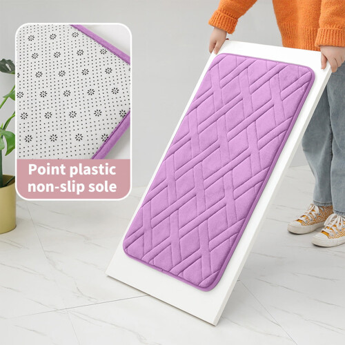 Purple Microfiber Bath Mat 40x60cm Non-Slip Absorbent 1