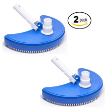 Flexible Half Moon Pool Vacuum Head with EZ Clips, Weighted for Concrete and Plaster Pools, Dual Pack