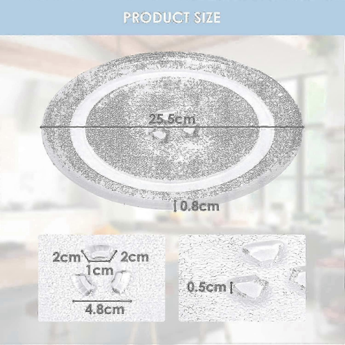 Plato giratorio de vidrio compatible con horno microondas, 25,5 cm, transparente y duradero. 2