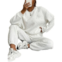 Women'S Sweatsuit 2 Piece Outfit, Plain Oversized Crewneck Sweatshirt and Sweatpants Set, Pullover Lounge Sets White XXL