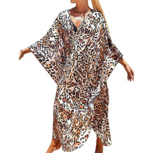 Women Animal Print Kaftan Dresses Size Swimsuit Coverup 2025 Summer Bathing Suit Beach Dress Leopard Print One Size