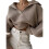 Women Long Sleeve Sweaters Oversized Stretch Fitted Pullover Sweater Ribbed Solid Color Knit Jumper Tops Khaki L 1